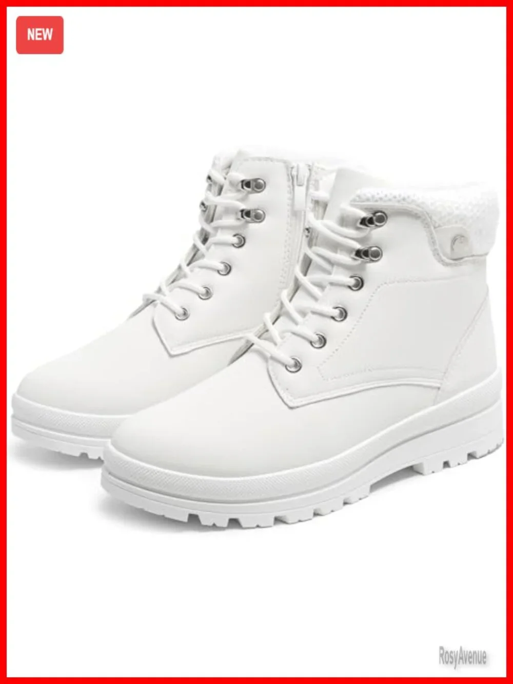 Waterproof Fur Lined Winter Boots Platform Combat Non Slip Snow Ankle Boots